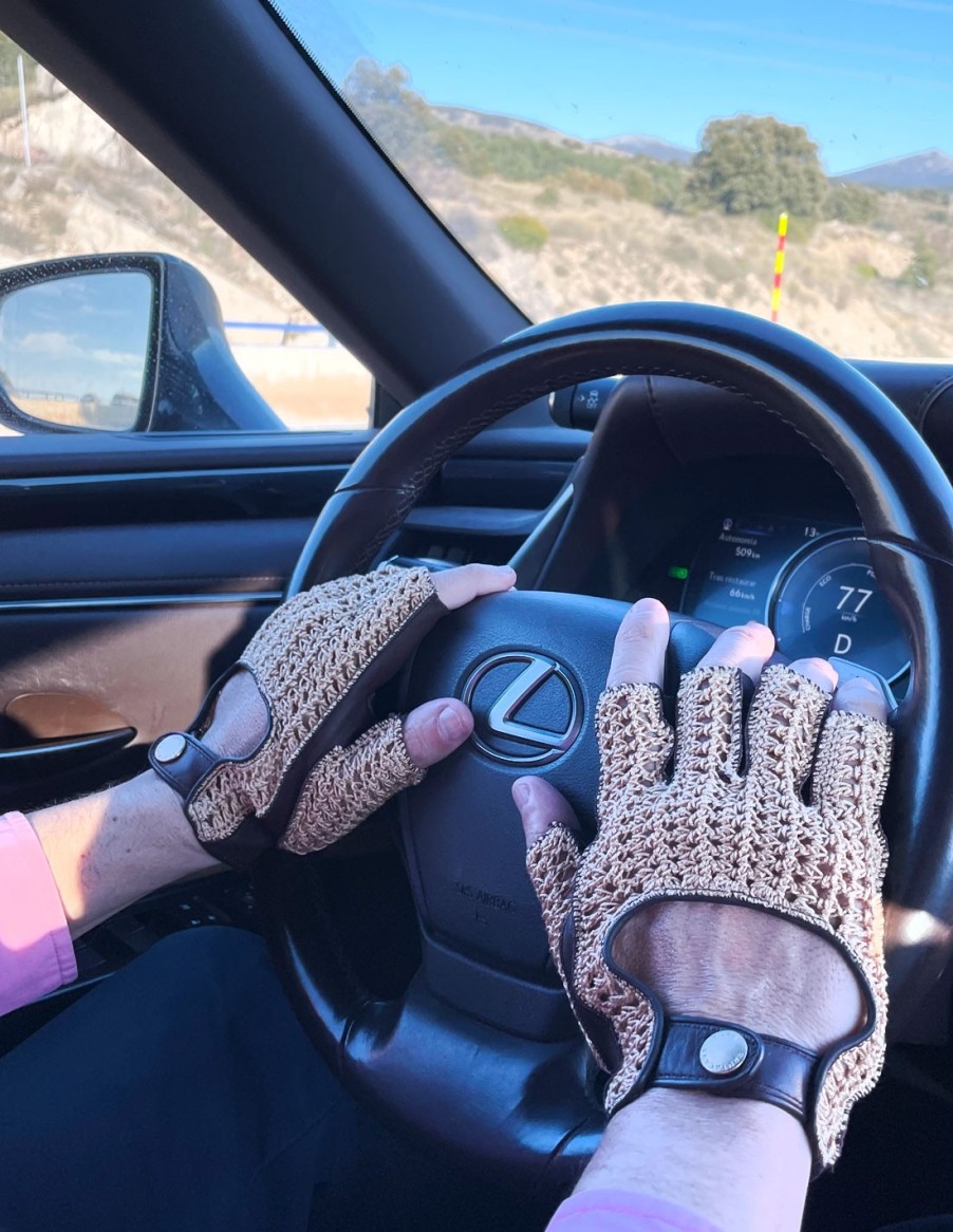 Hombre Santacana Guantes De Conduccion | Miton De Conducir En Piel Y Crochet Kst-Tc-Drv