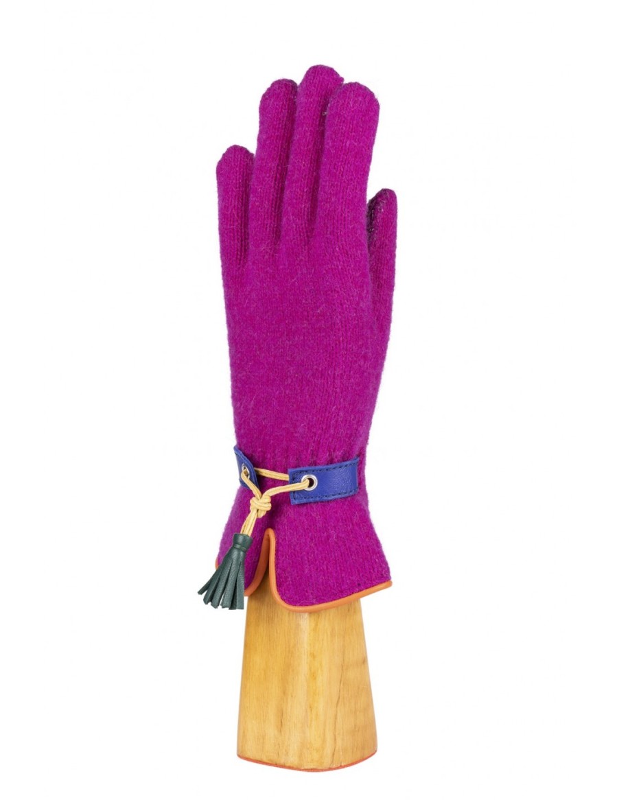 Mujer Santacana Guantes De Lana Y Angora | Guante Angora Con Flecos De Piel St-Ln-296