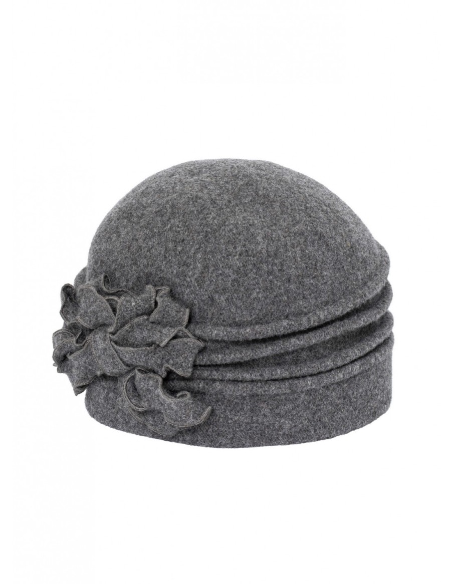 Mujer Santacana | Gorro De Lana Con Fuelle Y Adorno Floral St-Lg-251